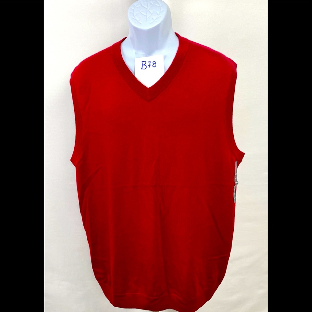 Hart Schaffner Marx Mens V Neck Vest Sz 2XT Red 100% MERINO WOOL New